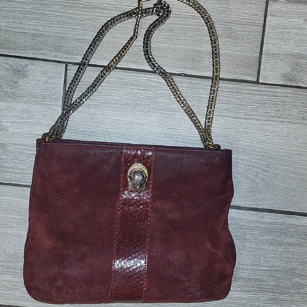 Elegant Burgundy Suede Shoulder Bag